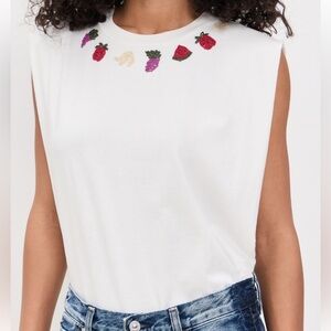Farm Rio White beaded tank